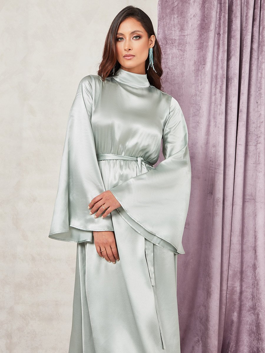 slim fit dress slacks Golden Marble Print Satin Dress