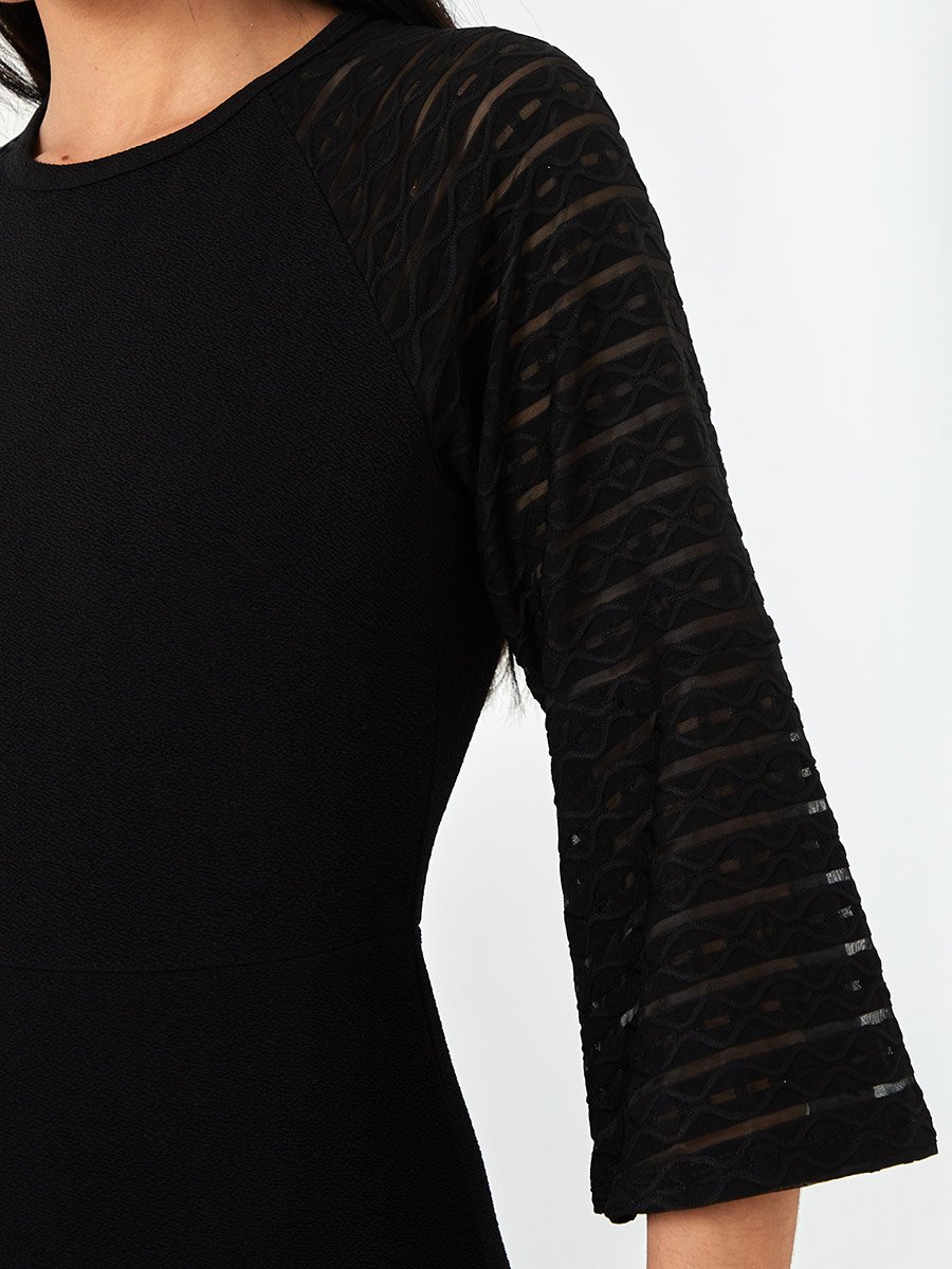 3/4 Sleeves Round Neck Bodycon Midi Dress For Women at Saudi | Styli