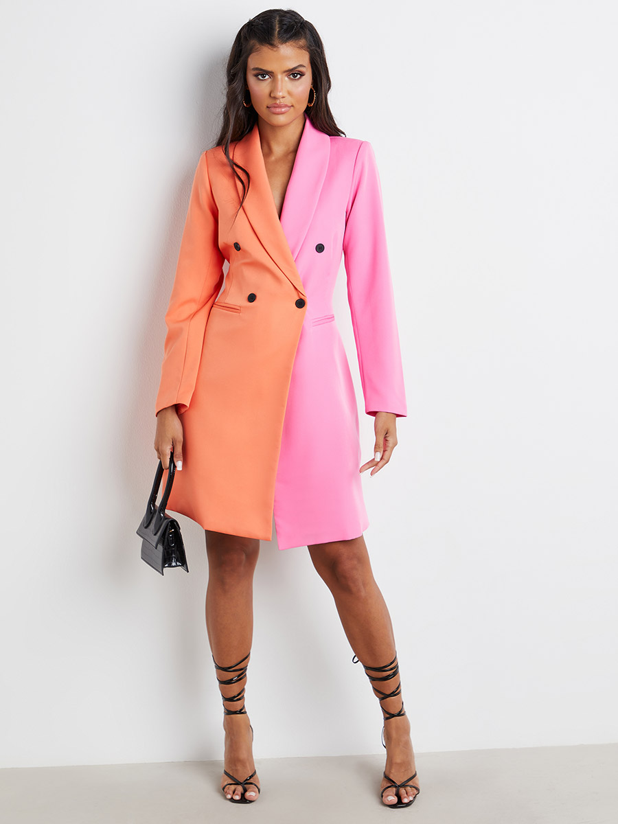 orange and pink blazer dress Mimi Blazer Dress (Orange-Pink ) | Fashion Statement