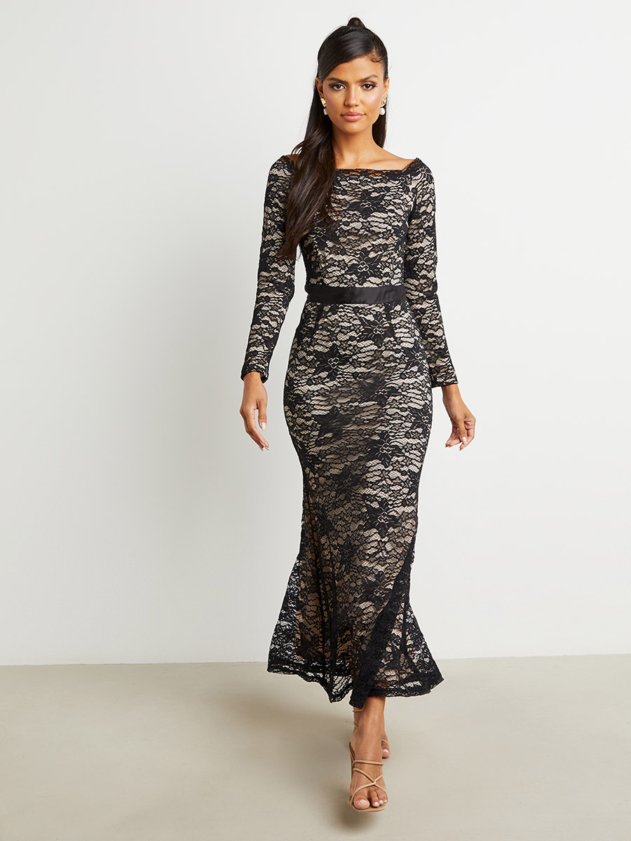 chinese dress ladies Lace Overlay Midi Dress main image 1