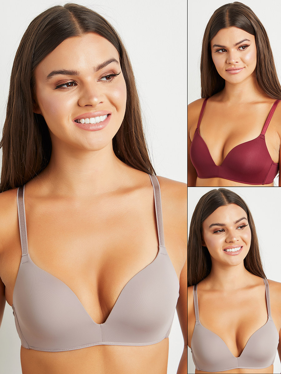 Pack of 2 - Padded Non Wired Plunge Bra