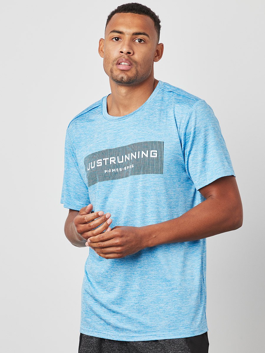 Just Running Texture Print Activewear Slim Fit T-shirt