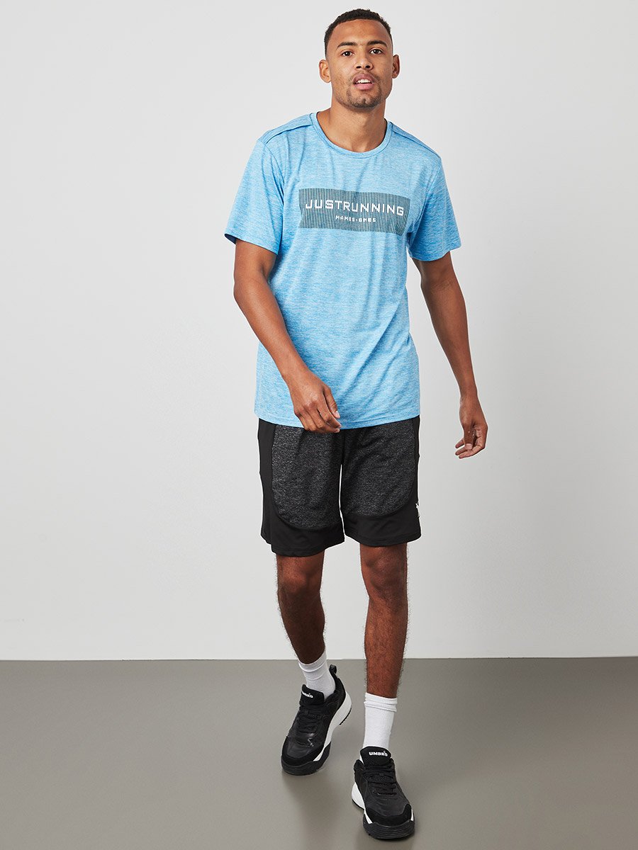 Just Running Texture Print Activewear Slim Fit T-shirt