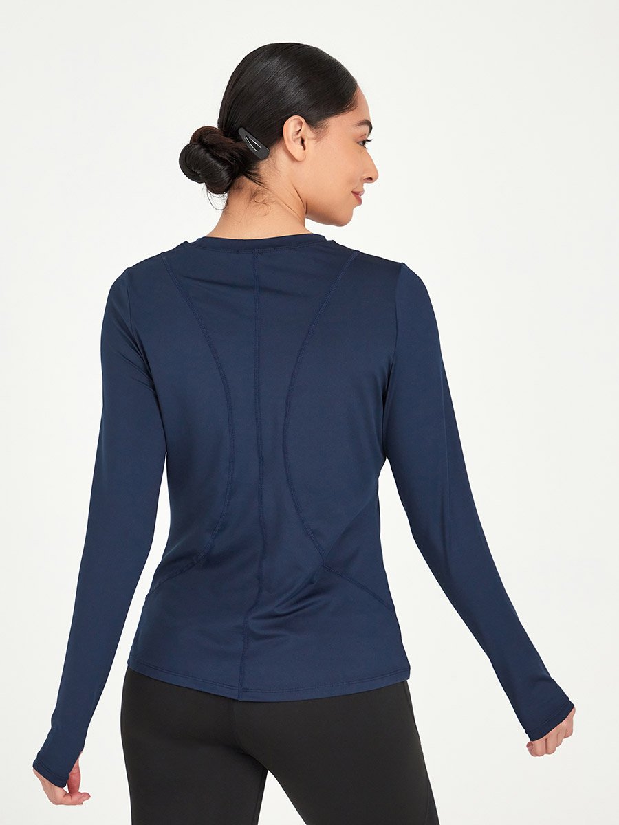 Stitch Insert Thumbhole Detail Long Sleeves Active Top