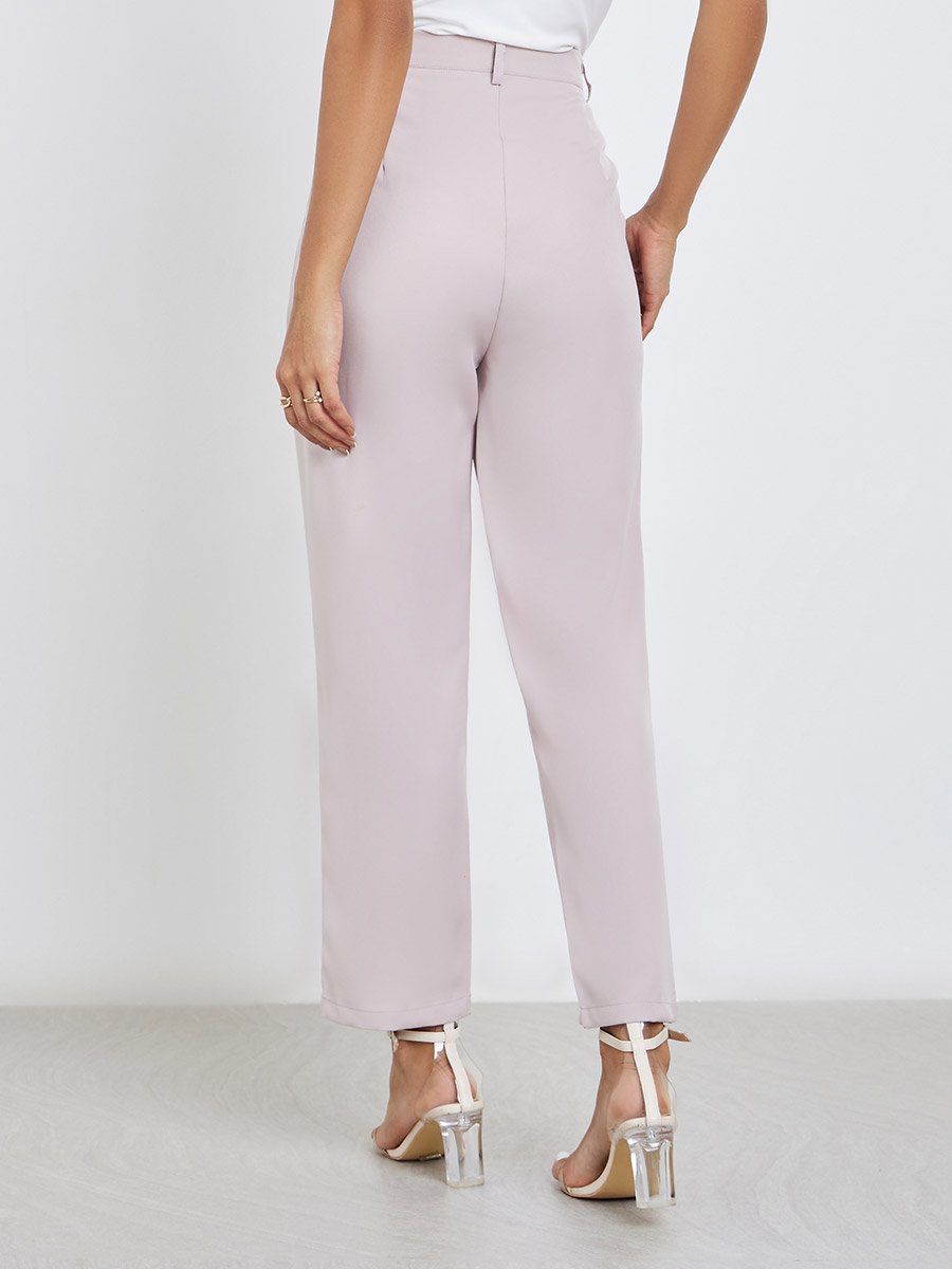 Cream Tailored Skinny Trousers