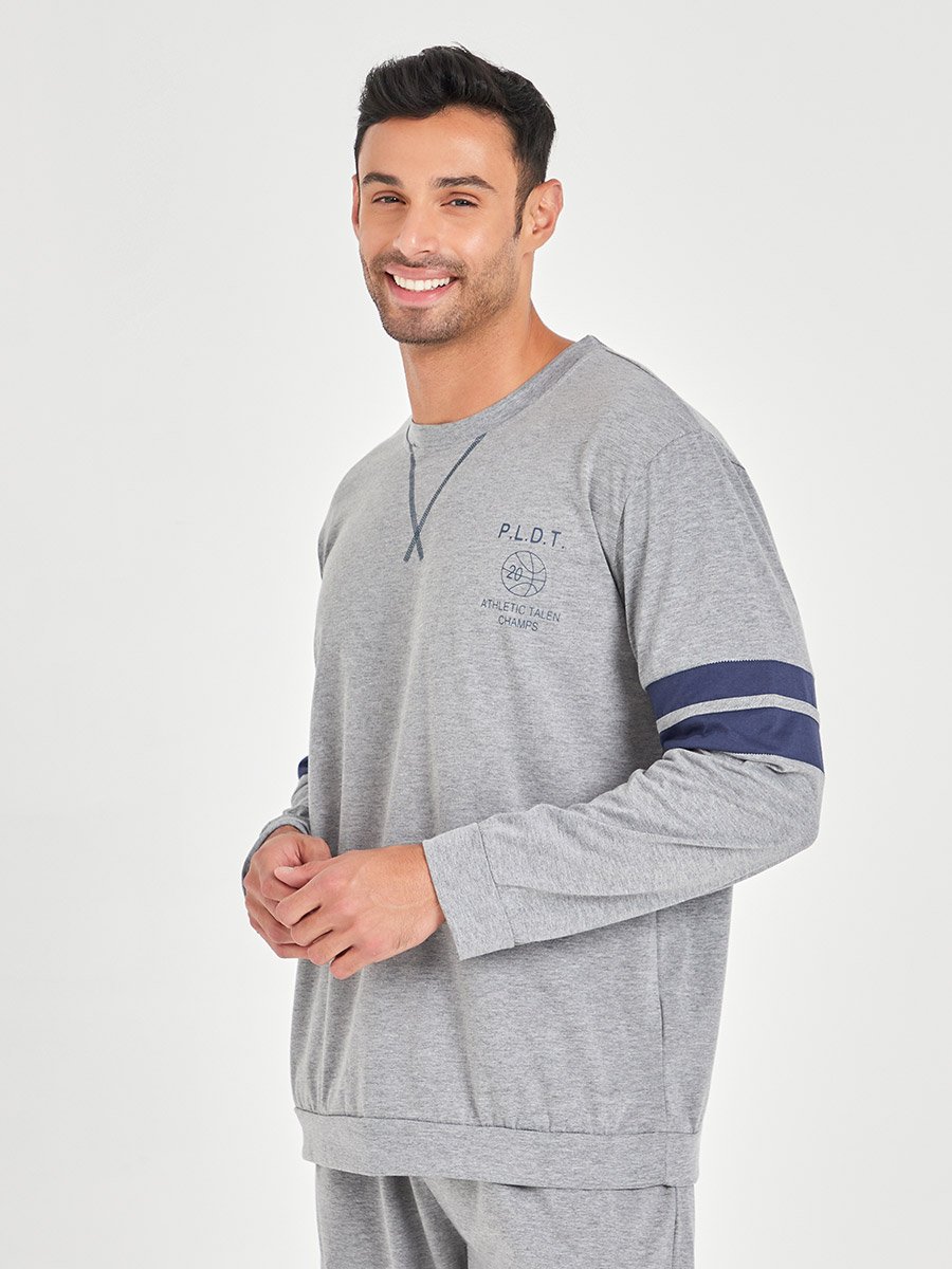 Contrast Panel Regular Fit T-shirt and Loungewear Pants Set