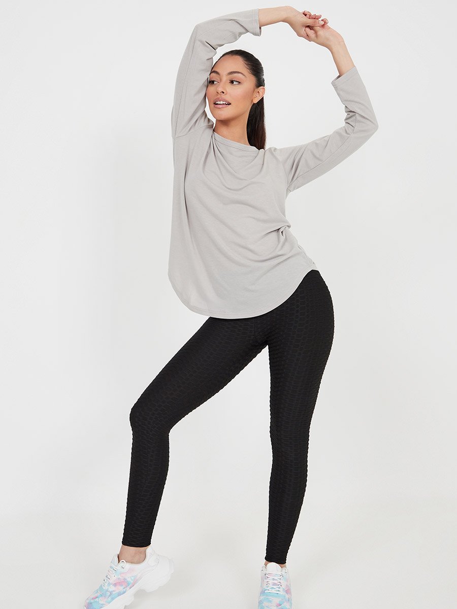 Melange Dont Stop Slogan Print Mesh Back Insert Active Top