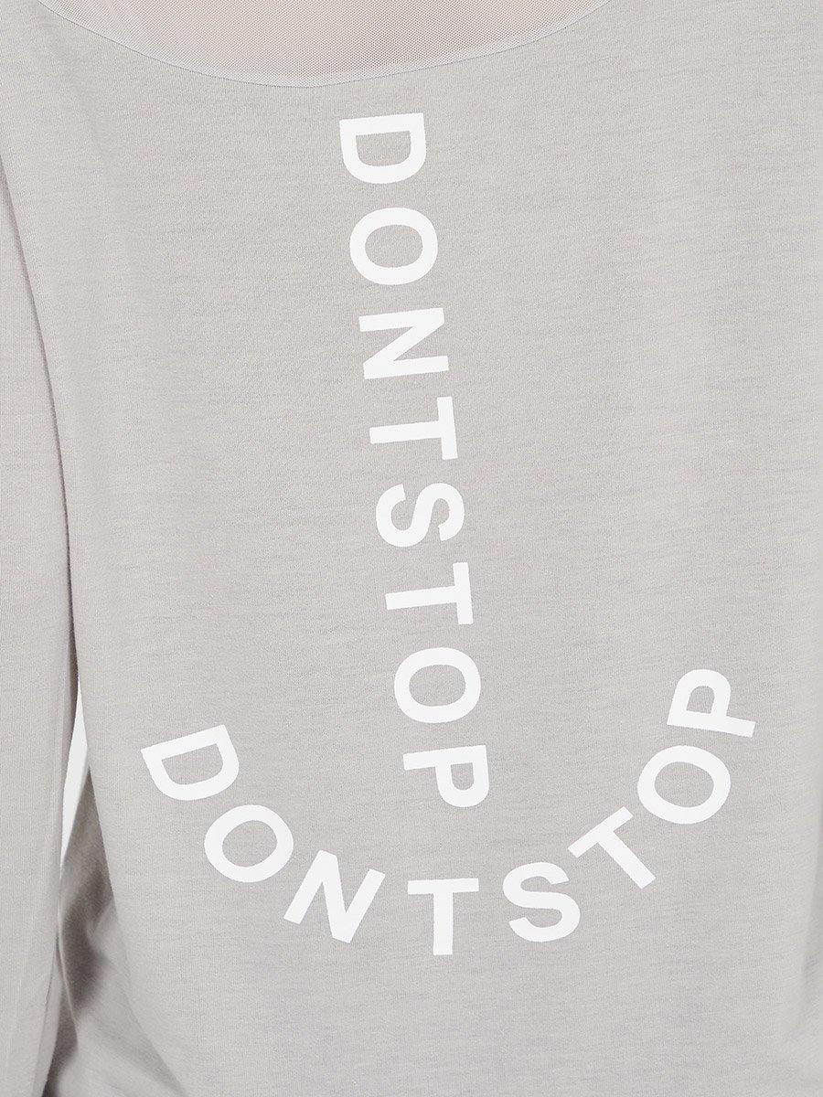 Melange Dont Stop Slogan Print Mesh Back Insert Active Top