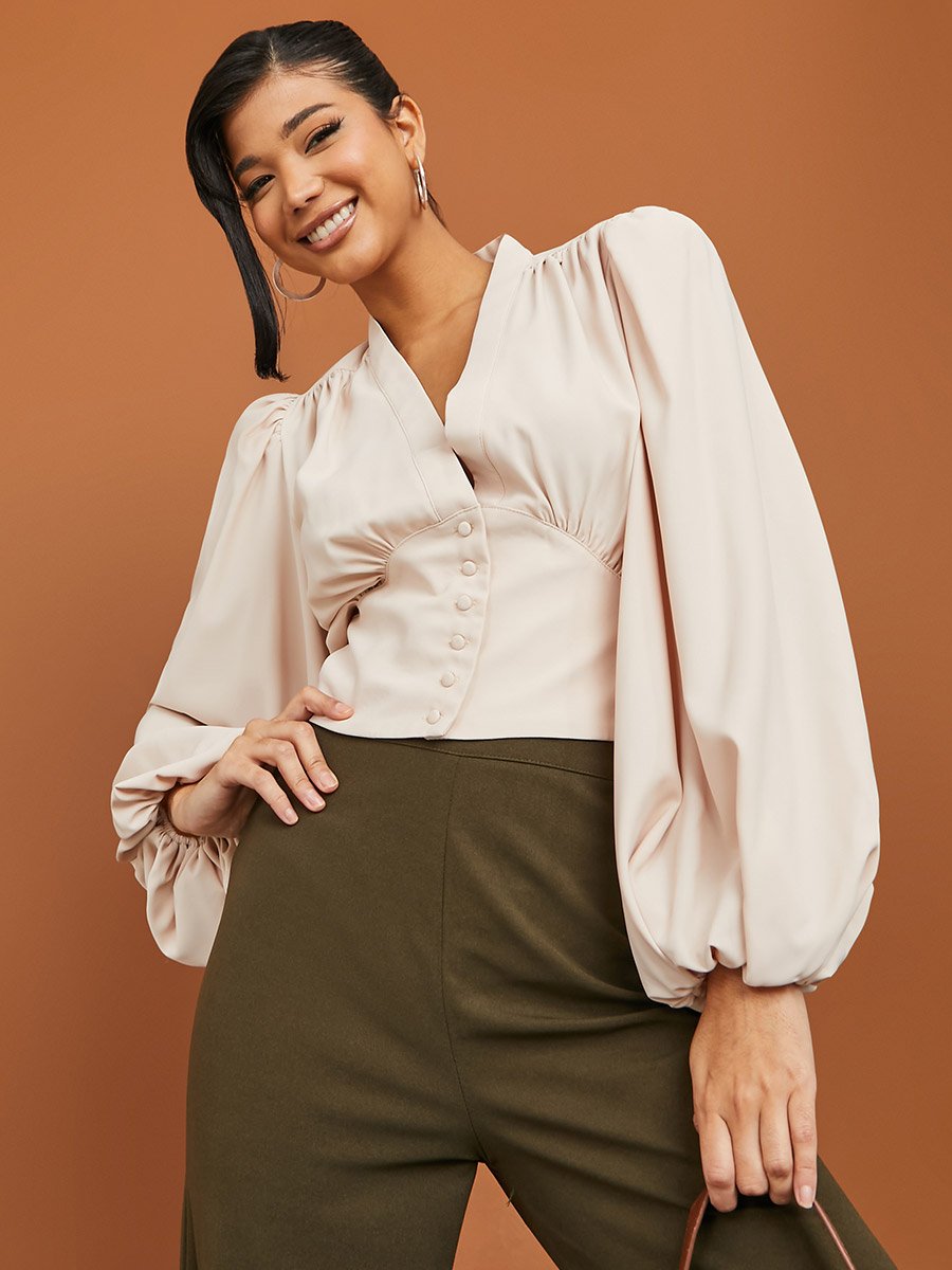 lawgy balloon blouse★ベージュ Balloon blouse - Beige - Women - Gina Tricot