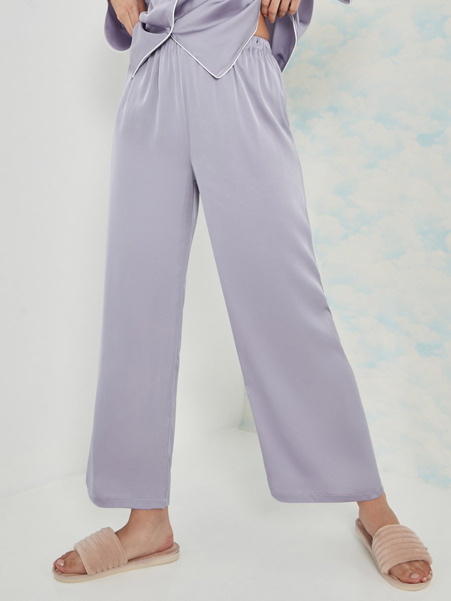Solid Piped Button Through Shirt and Pyjama Set