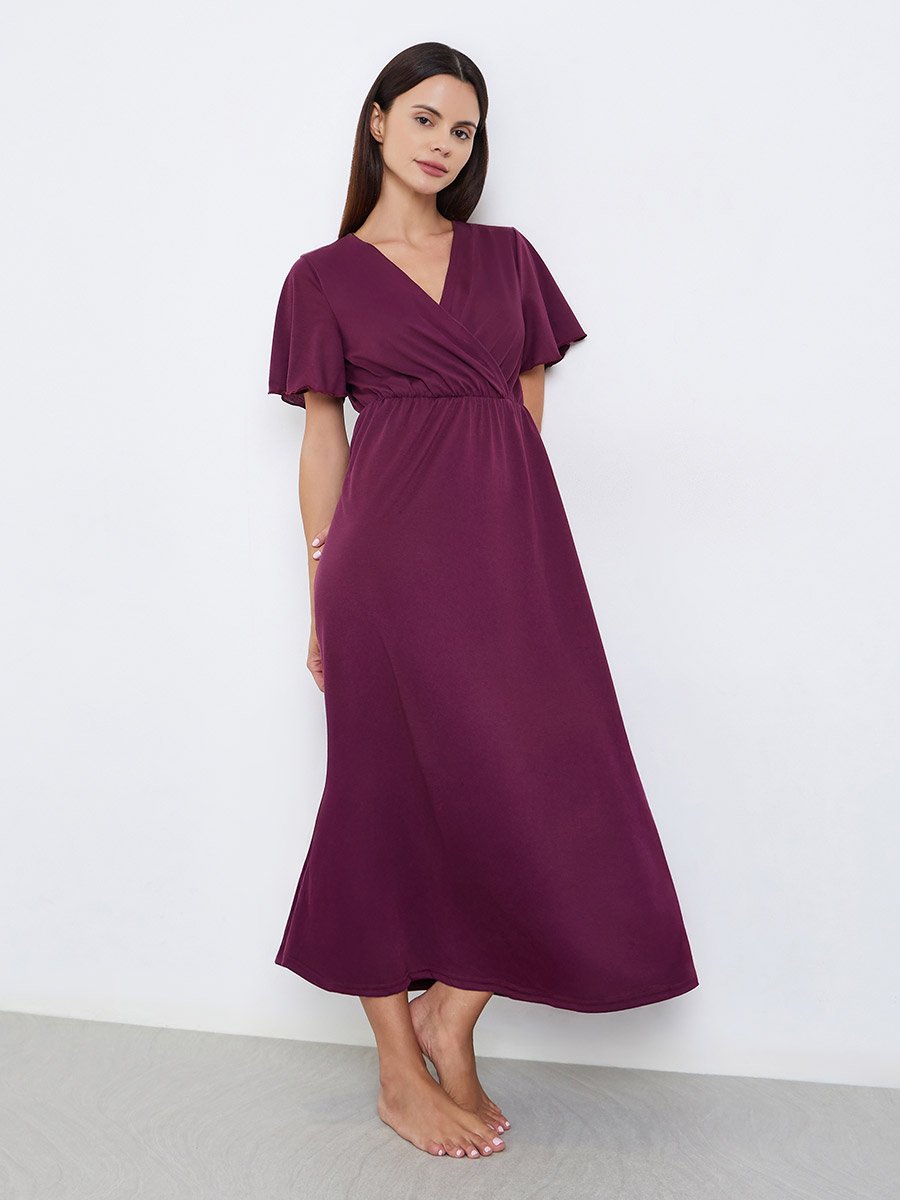 Solid Wrap Front Nightdress