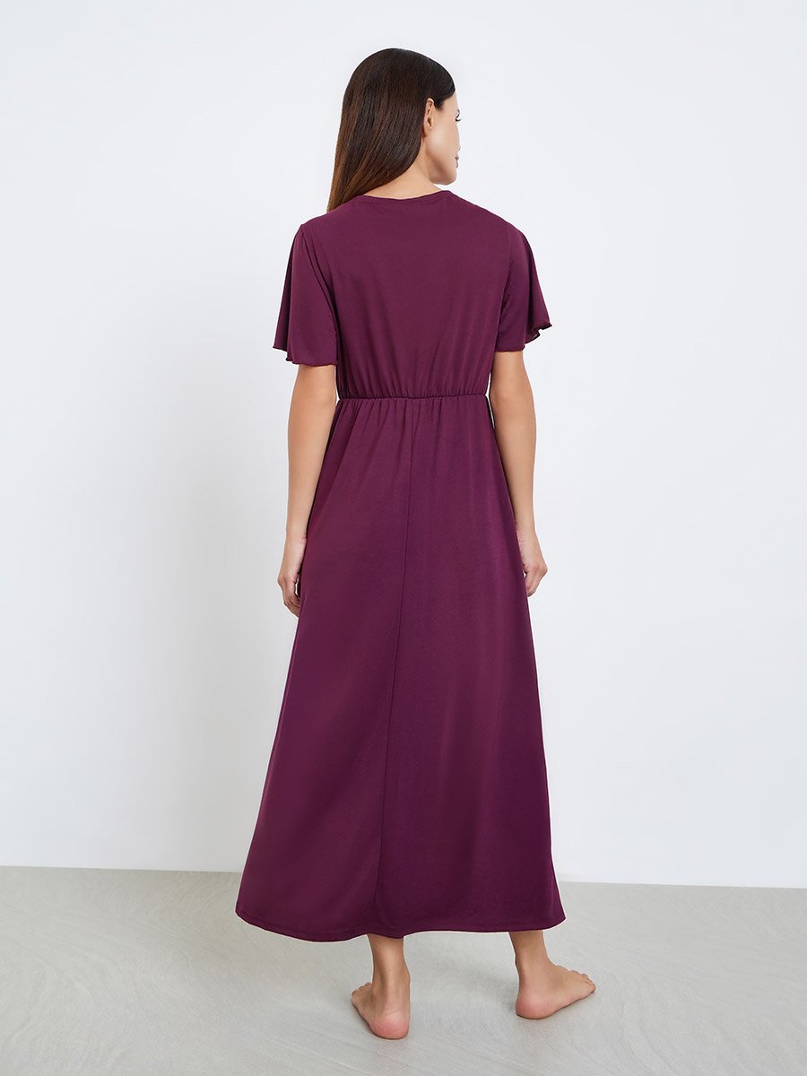 Solid Wrap Front Nightdress
