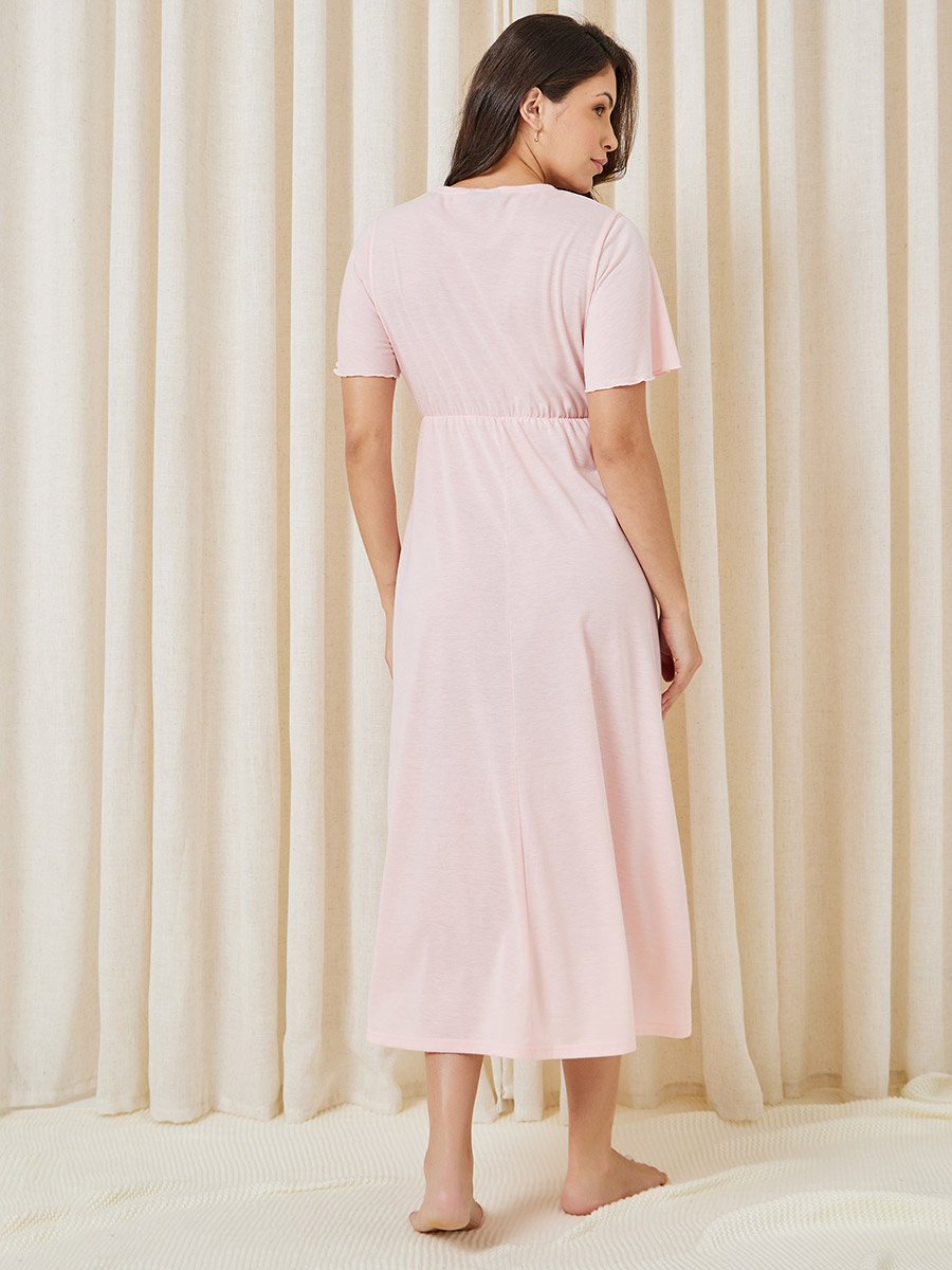 Solid Wrap Front Nightdress