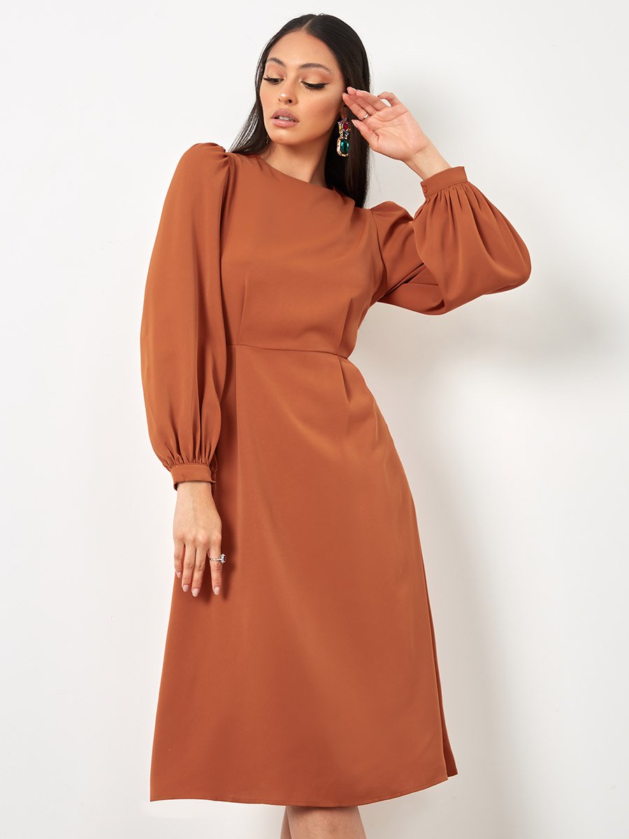 knee length dresses for ladies Judith Balloon Sleeve Maxi Dress