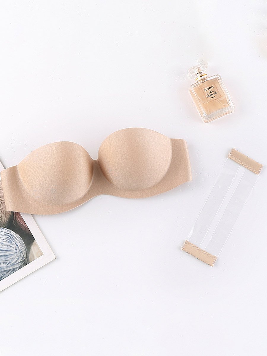 Strapless Non-Wired Push-up Bra with Interchangeable Back Straps
