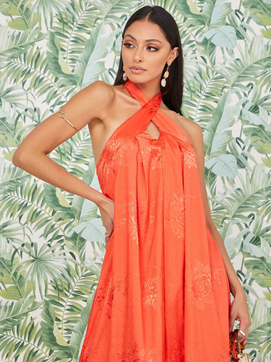 slim fit dress slacks HALTER NECK FLARE DRESS main image 1