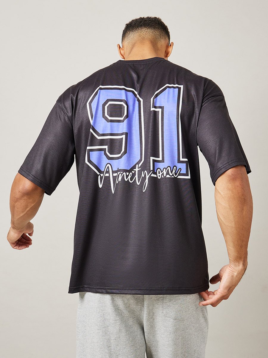 Back Number Graphic Print Oversized T-Shirt