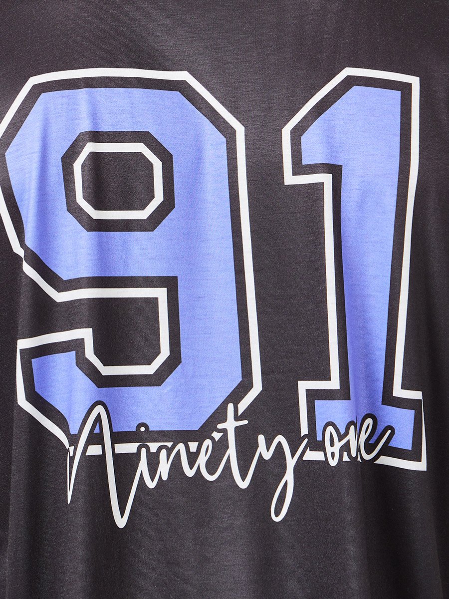Back Number Graphic Print Oversized T-Shirt