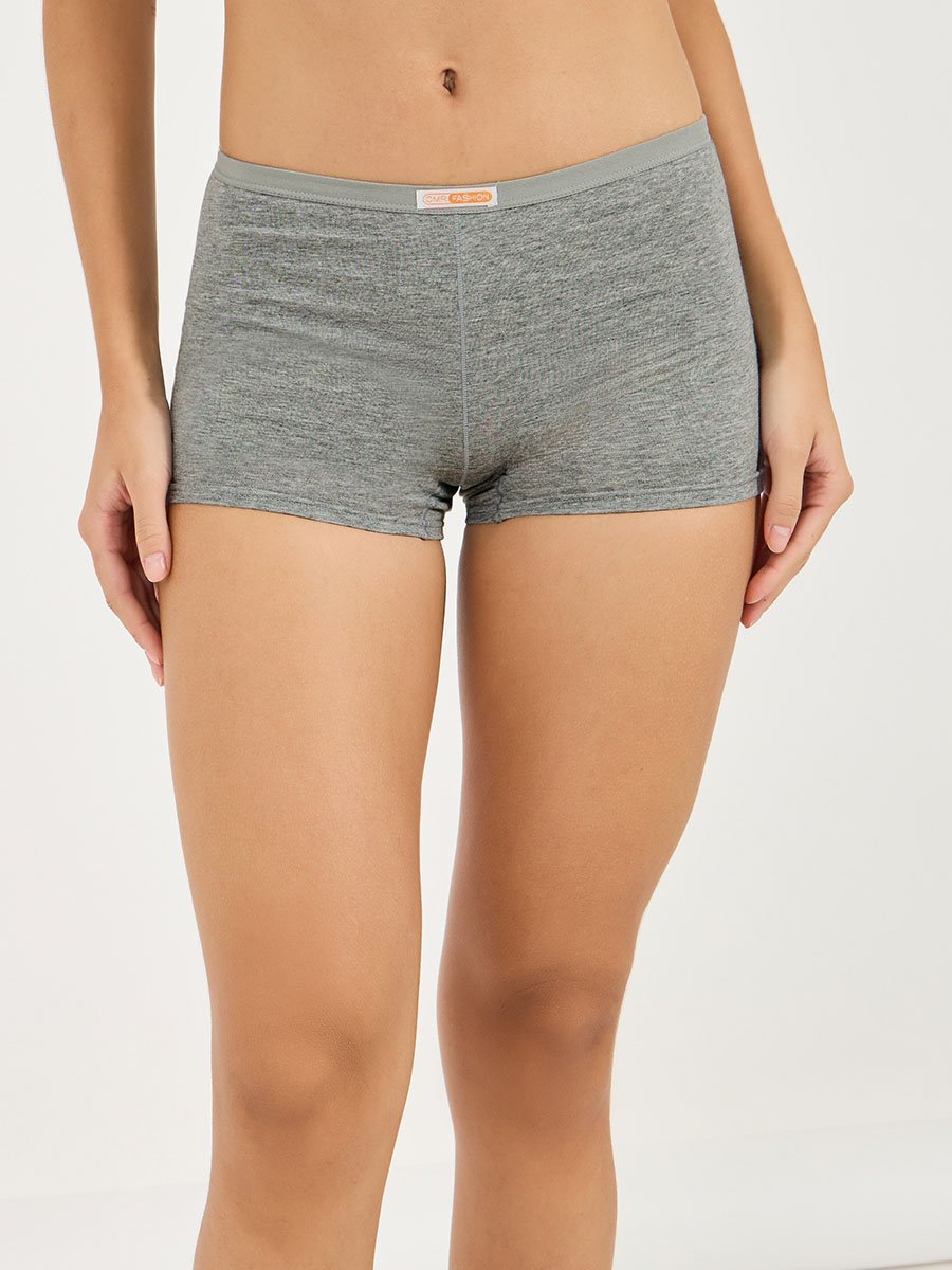 Pack of 5 - Cotton Solid Deep Boyshorts