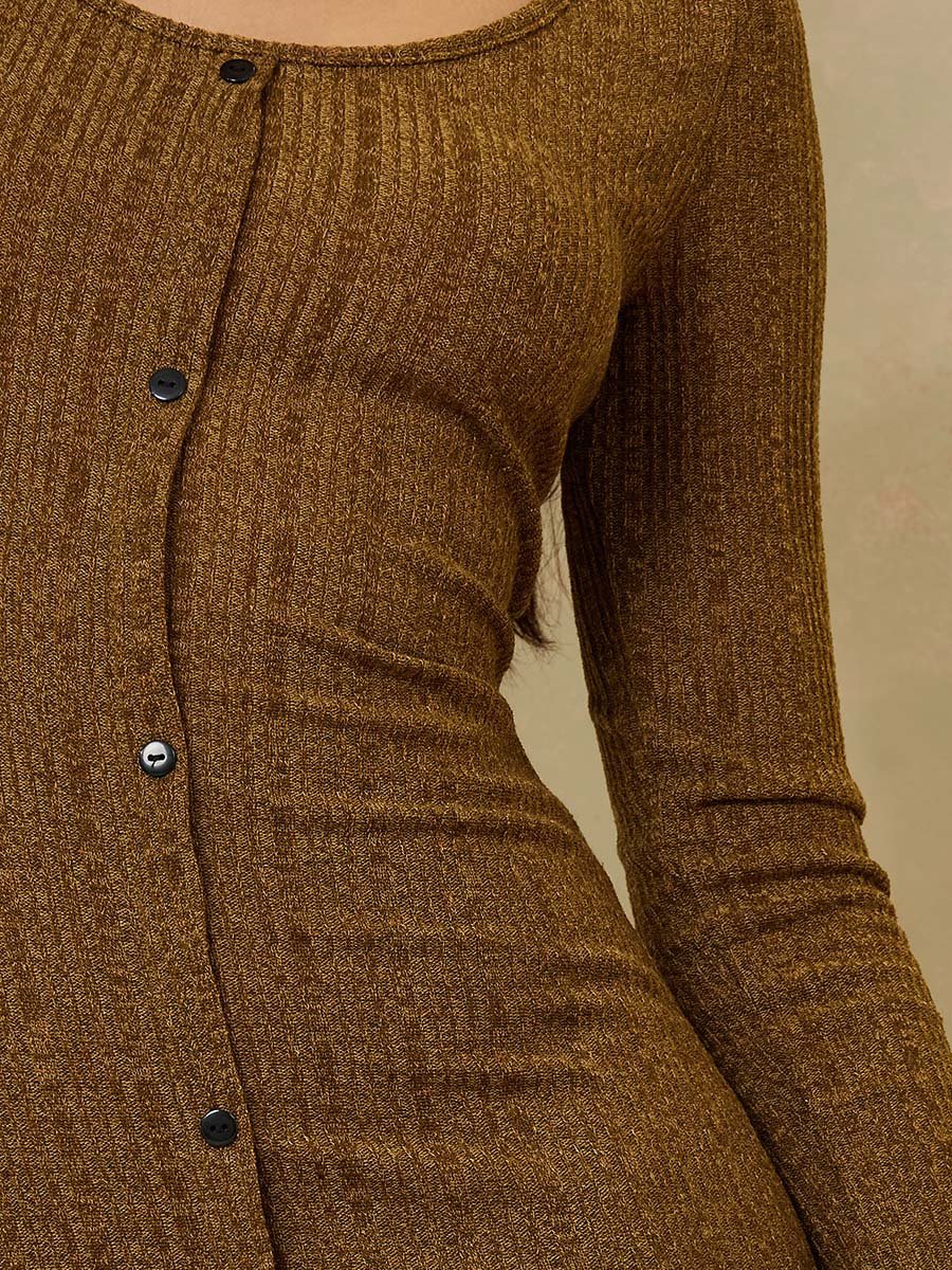 Long Sleeves Full Button Knit Winter Maxi Dress For Women at UAE | Styli Long Sleeves Full Button Knit Winter Maxi Dress For Women at UAE | Styli