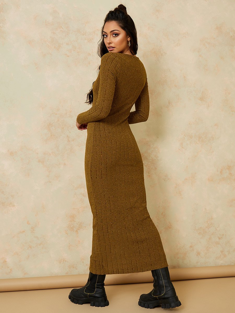 Long Sleeves Full Button Knit Winter Maxi Dress For Women at UAE | Styli Long Sleeves Full Button Knit Winter Maxi Dress For Women at UAE | Styli