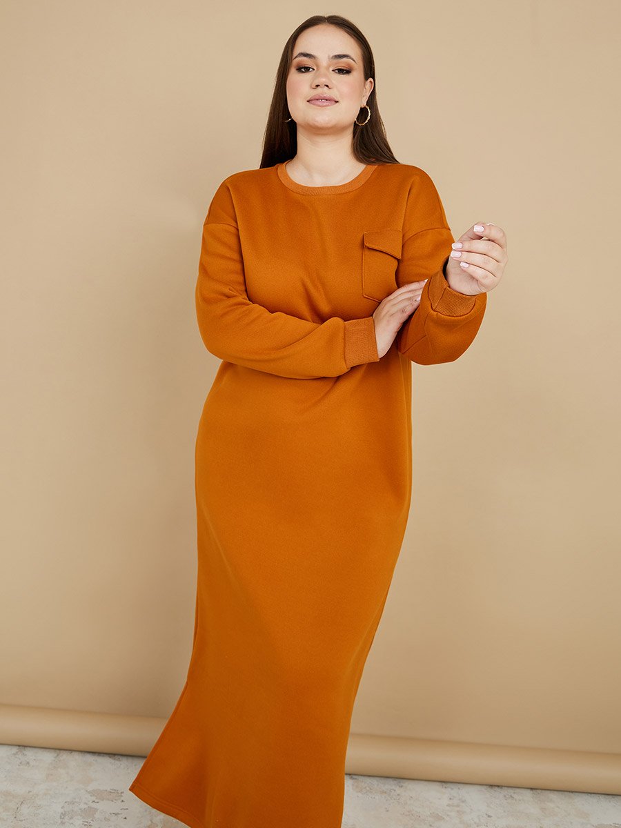 chinese dress ladies Velma Fleece Dress | Soft, Comfortable & Functional | Sandstone | Xs