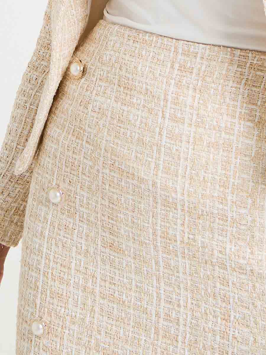Tweed Cropped Jacket and Mini Skirt Co-Ords Set For Women at Saudi