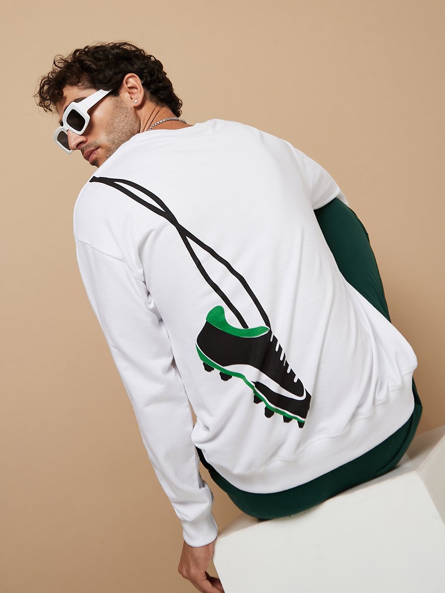 Football Themed Front and Back Graphic Regular Sweatshirt