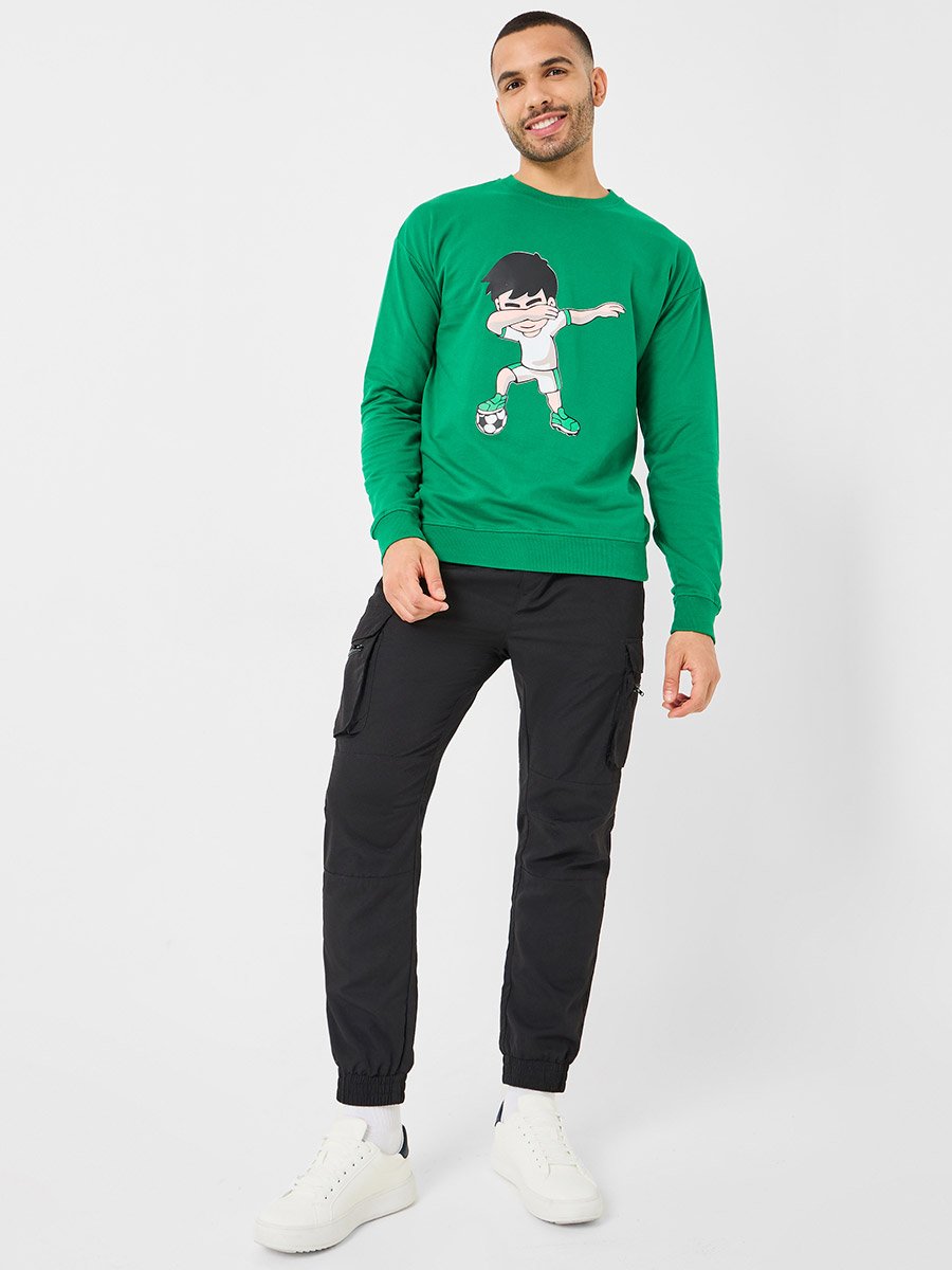 Football Themed Front Graphic Regular Fit Sweatshirt