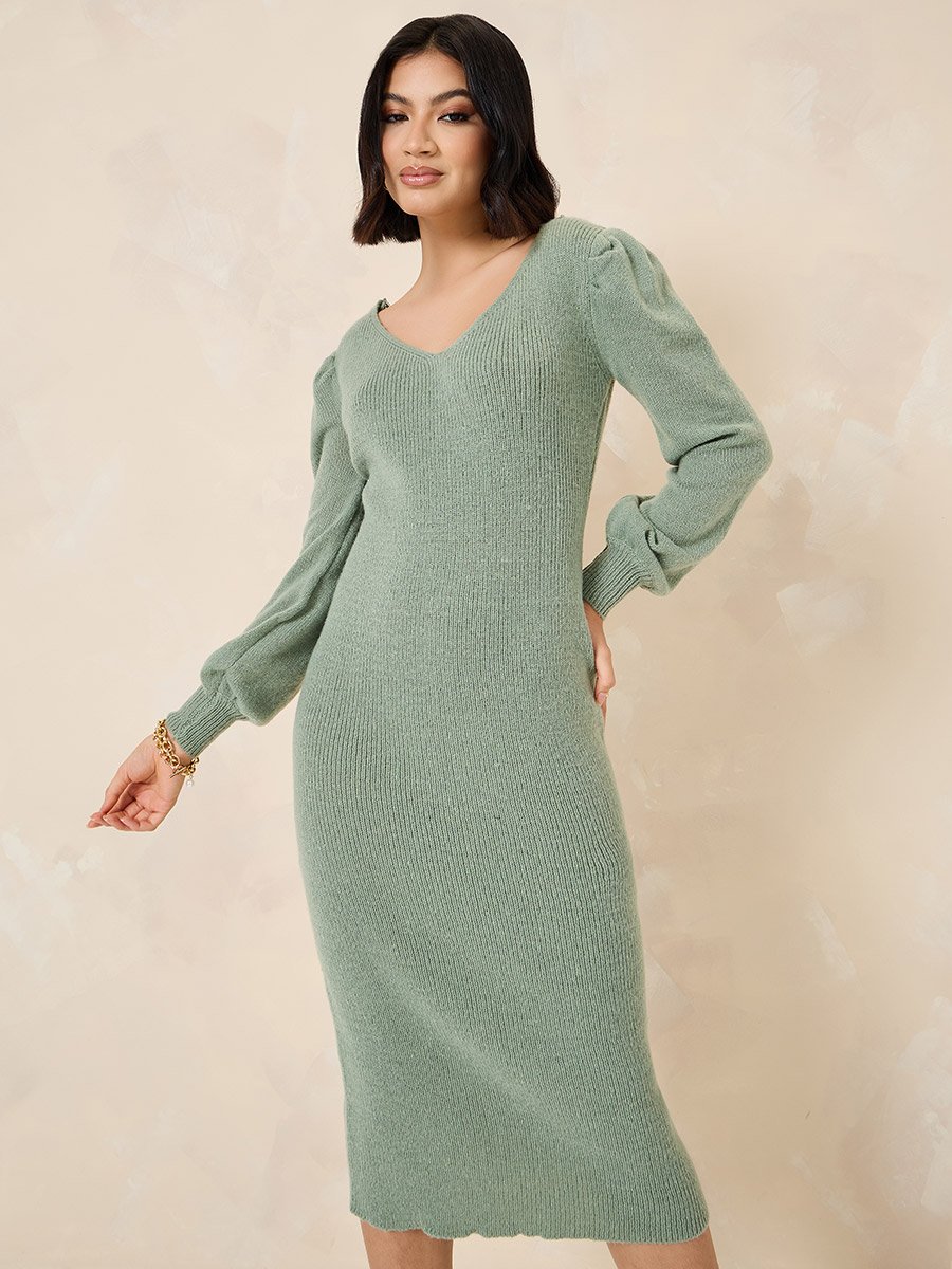 Back Crochet Detail Sweater Midi Winter Dress For Women at Saudi | Styli Back Crochet Detail Sweater Midi Winter Dress For Women at Saudi | Styli