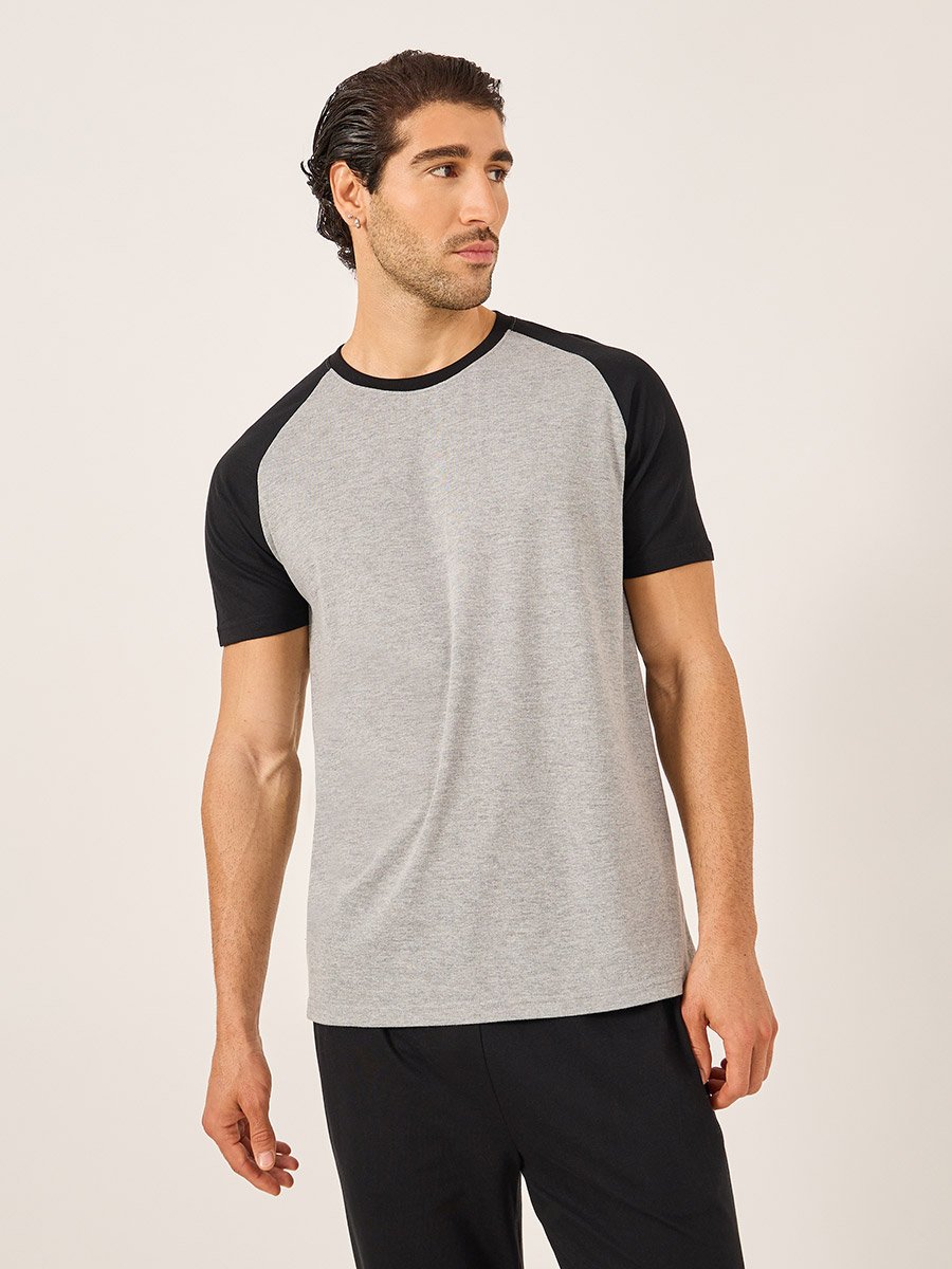 Colorblock Raglan Sleeve T-Shirt and Pyjama Set
