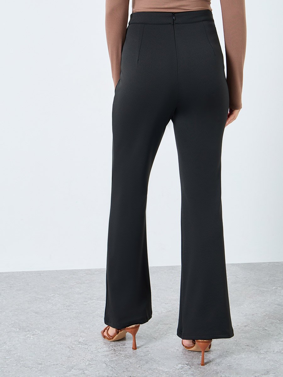High Waist Seam Detail Wide Leg Trouser 
