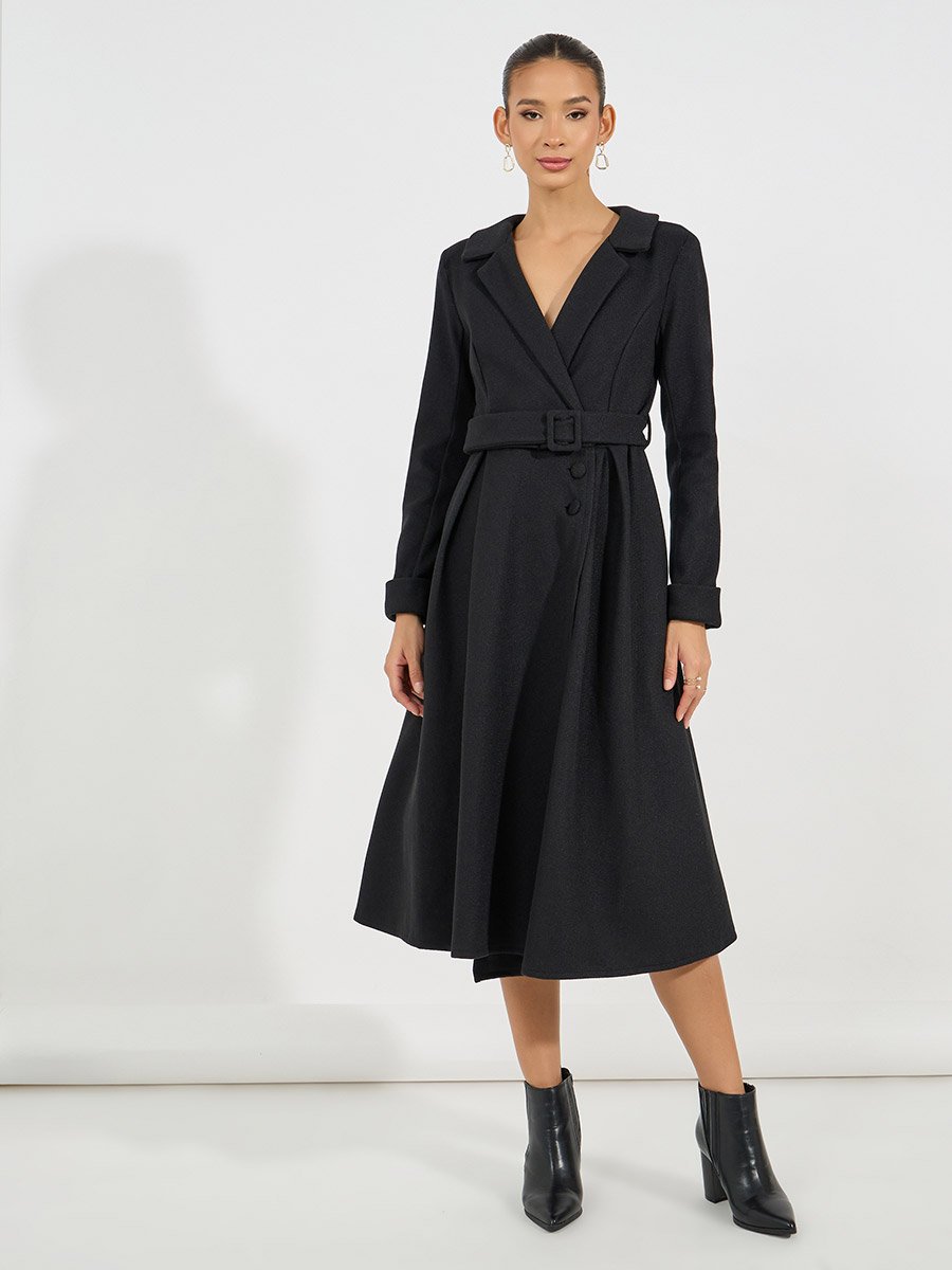 princess polly baby blue dress Belted Wool Like Wrap Blazer Winter Midi Dress For Women at UAE