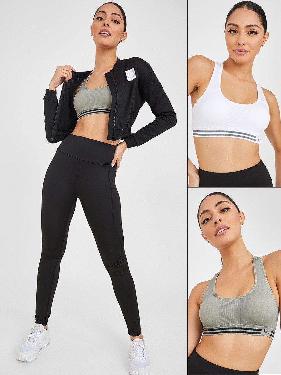 Pack of 2 - Double Stripe Underband Sports Bra