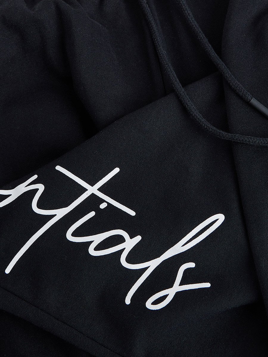 Slogan Print Oversized Jogger with Slip Pocket