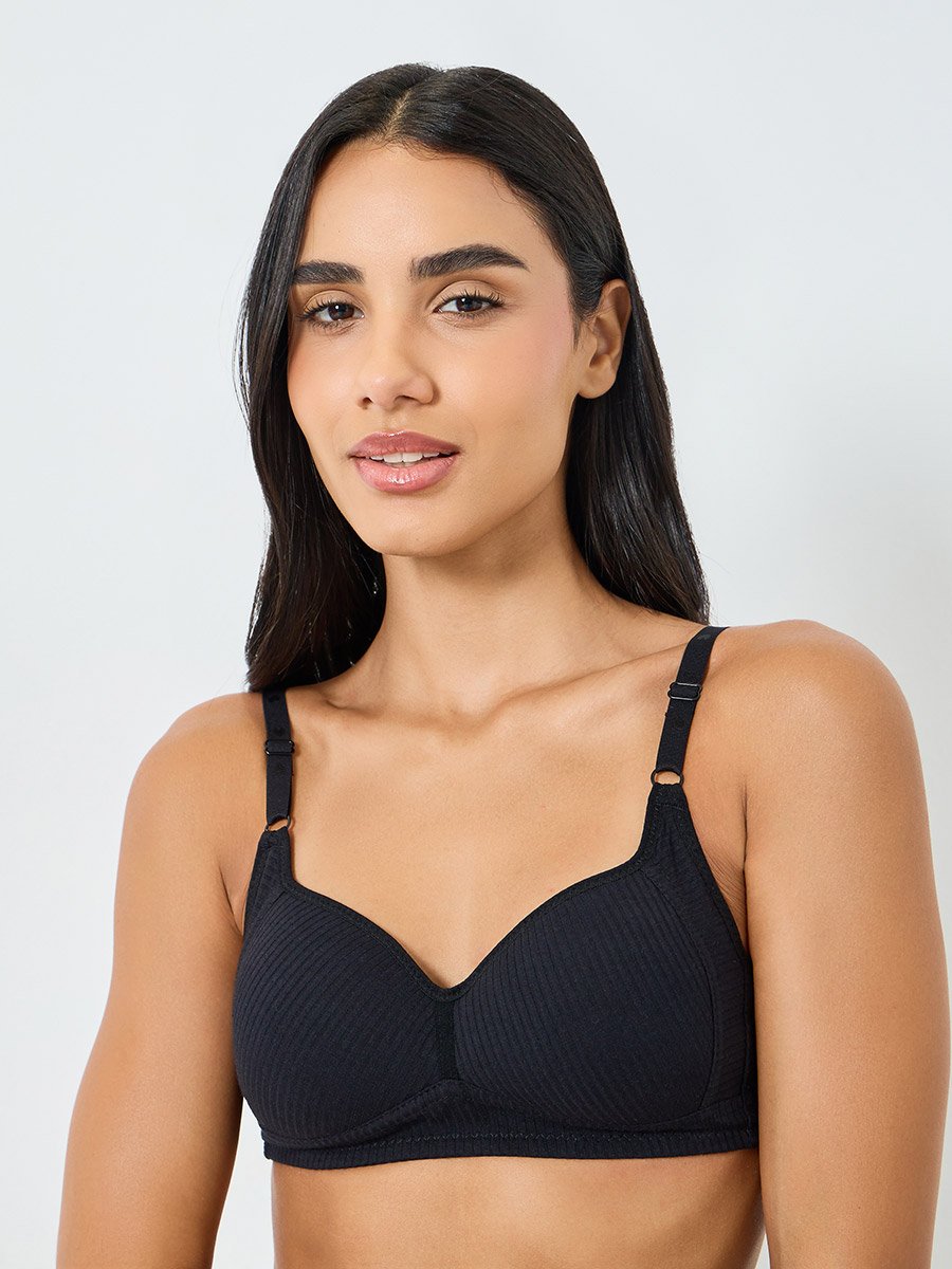 Pack of 3 - Cotton Comfort Rib Non Wired Padded T-shirt Bra