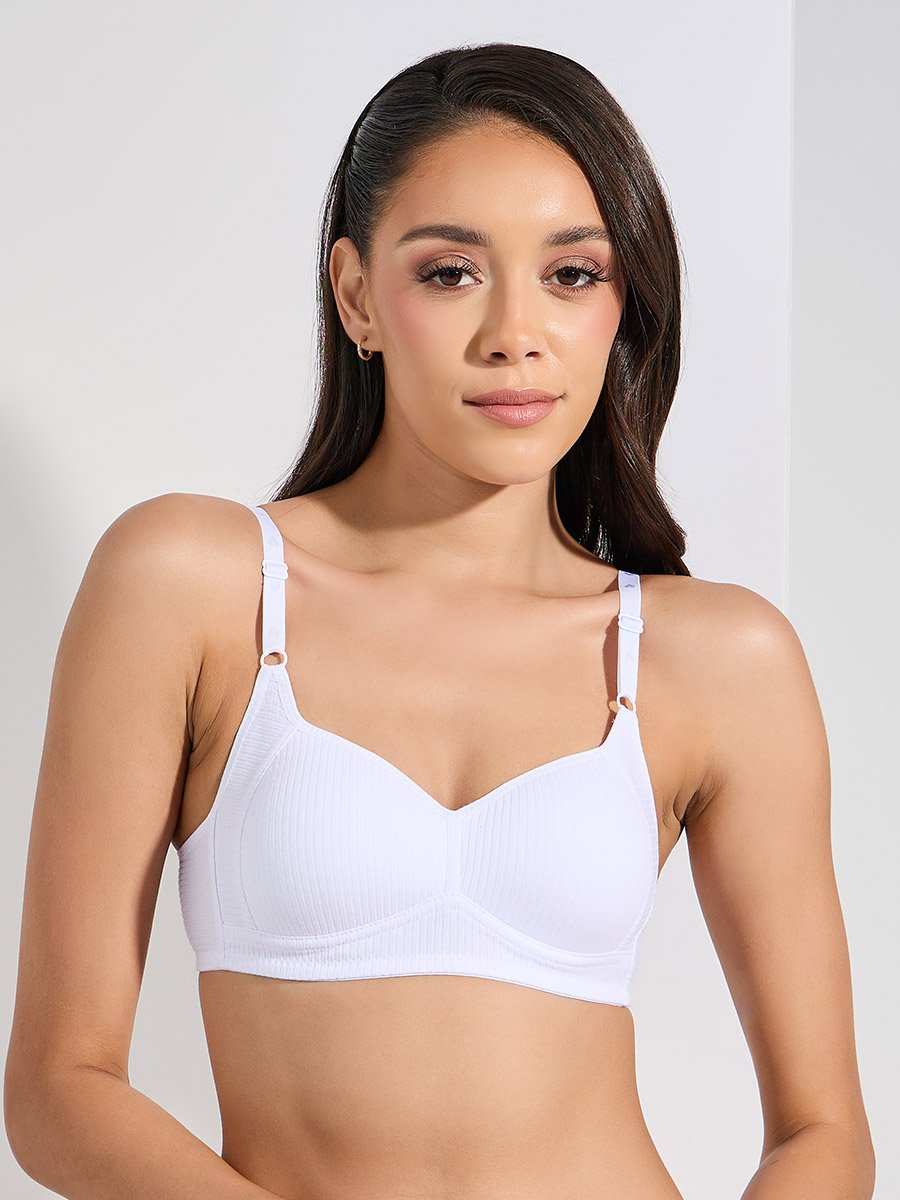 Pack of 3 - Cotton Comfort Rib Non Wired Padded T-shirt Bra