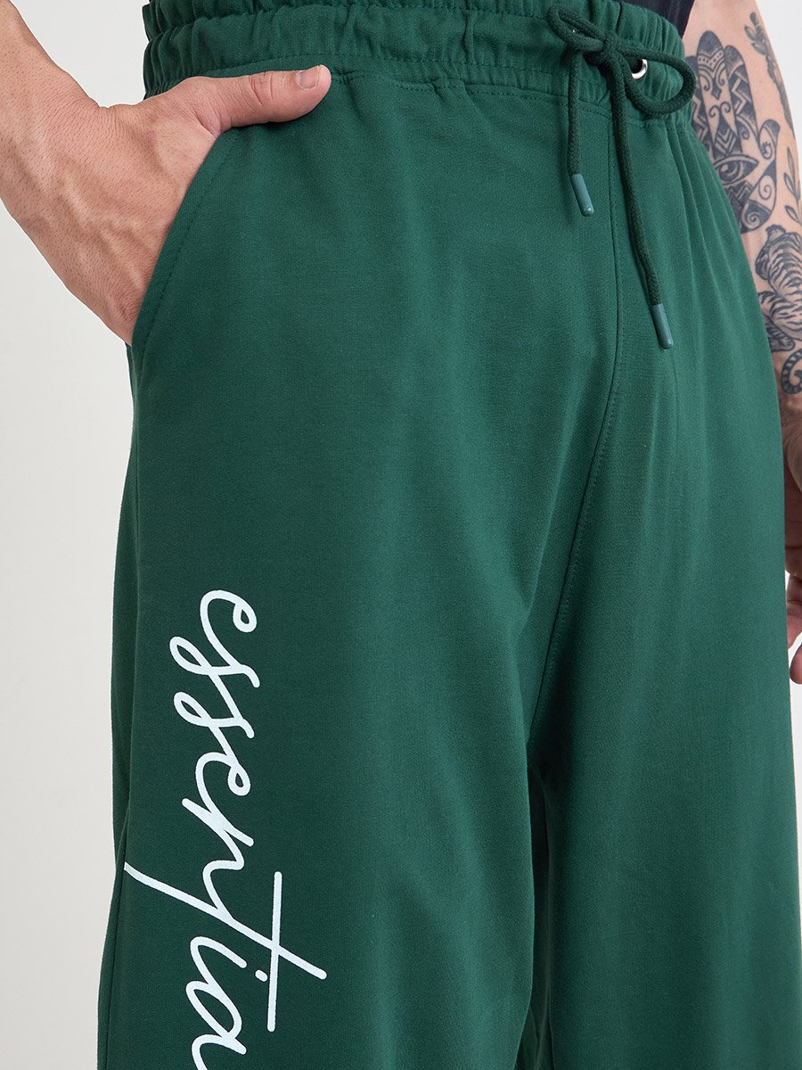 Slogan Print Oversized Fit Jogger with Slip Pocket