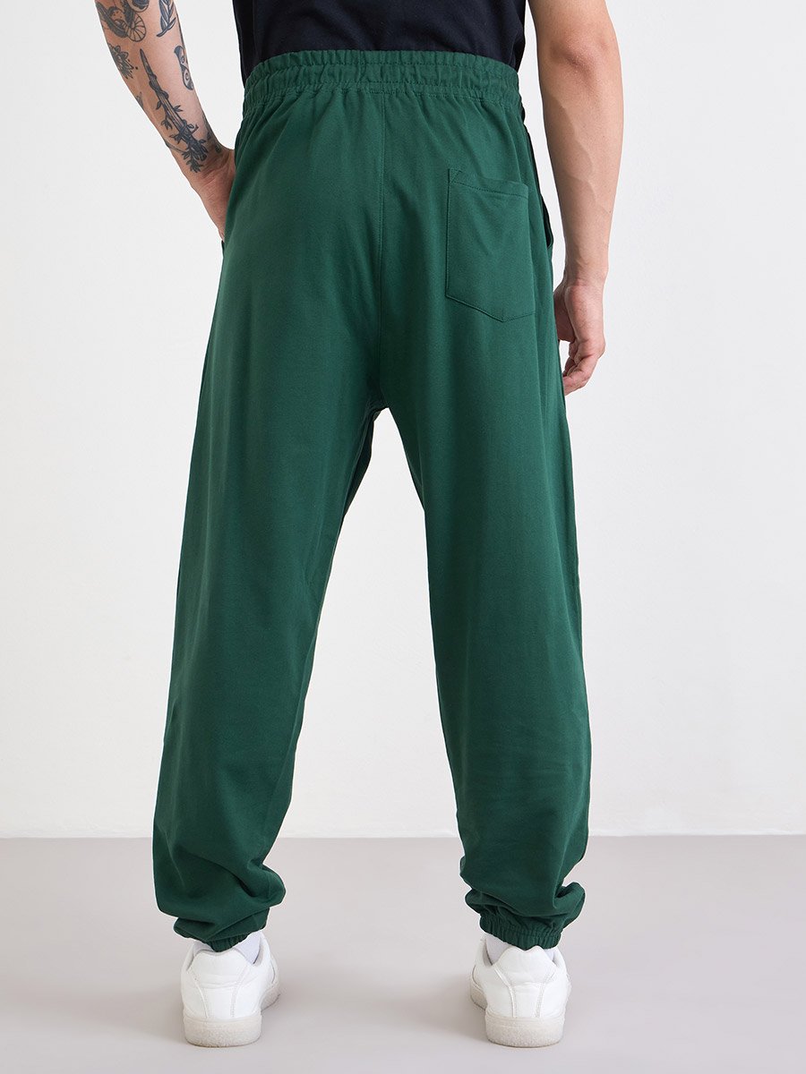 Slogan Print Oversized Fit Jogger with Slip Pocket