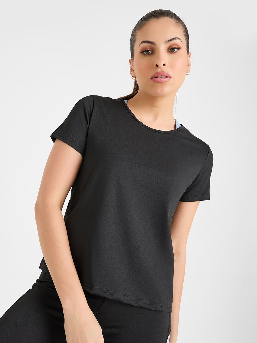 Pack of 3 - Solid Top- Slogan Print Strap Sports Bra and Leggings