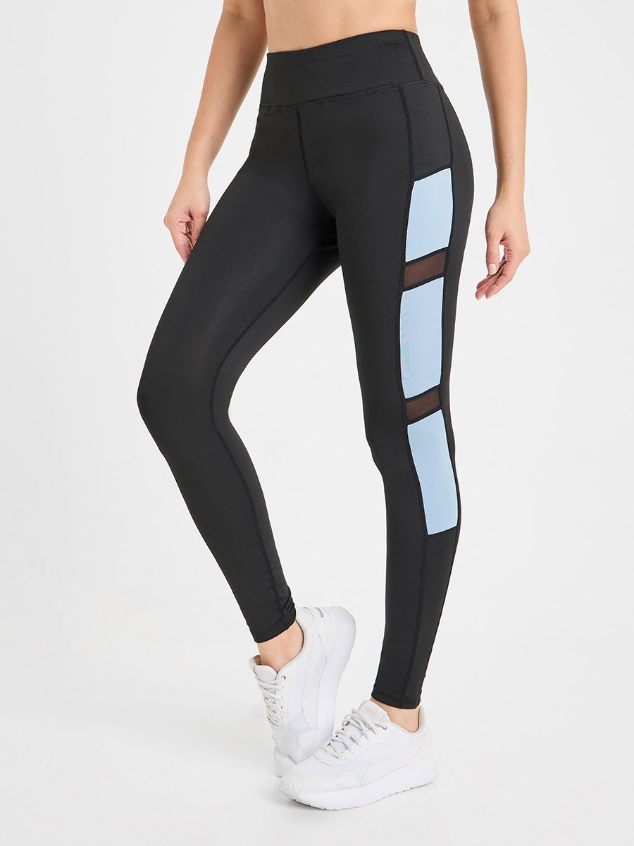 Pack of 3 - Solid Top- Slogan Print Strap Sports Bra and Leggings