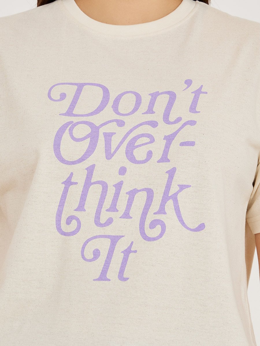 Dont Over Think It Slogan T-Shirt and Solid Pyjama Set