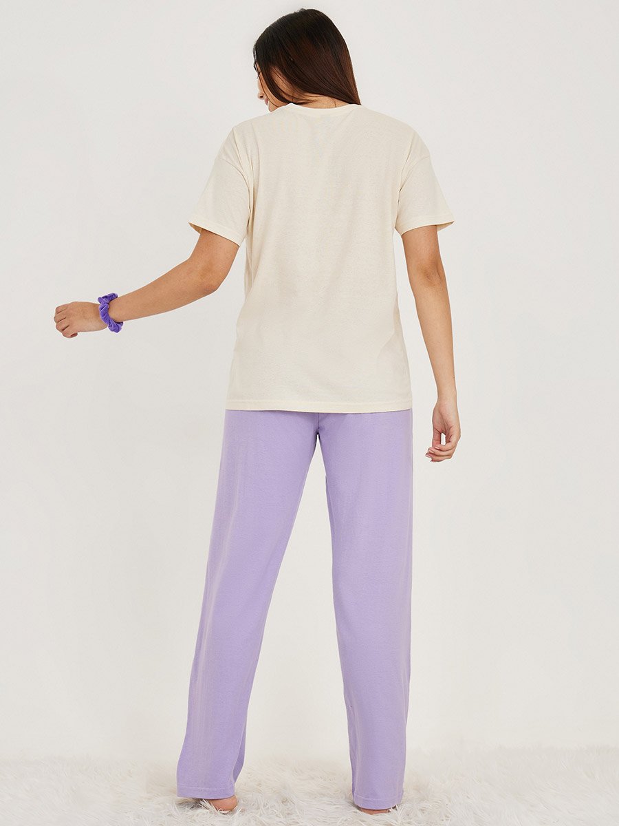 Dont Over Think It Slogan T-Shirt and Solid Pyjama Set