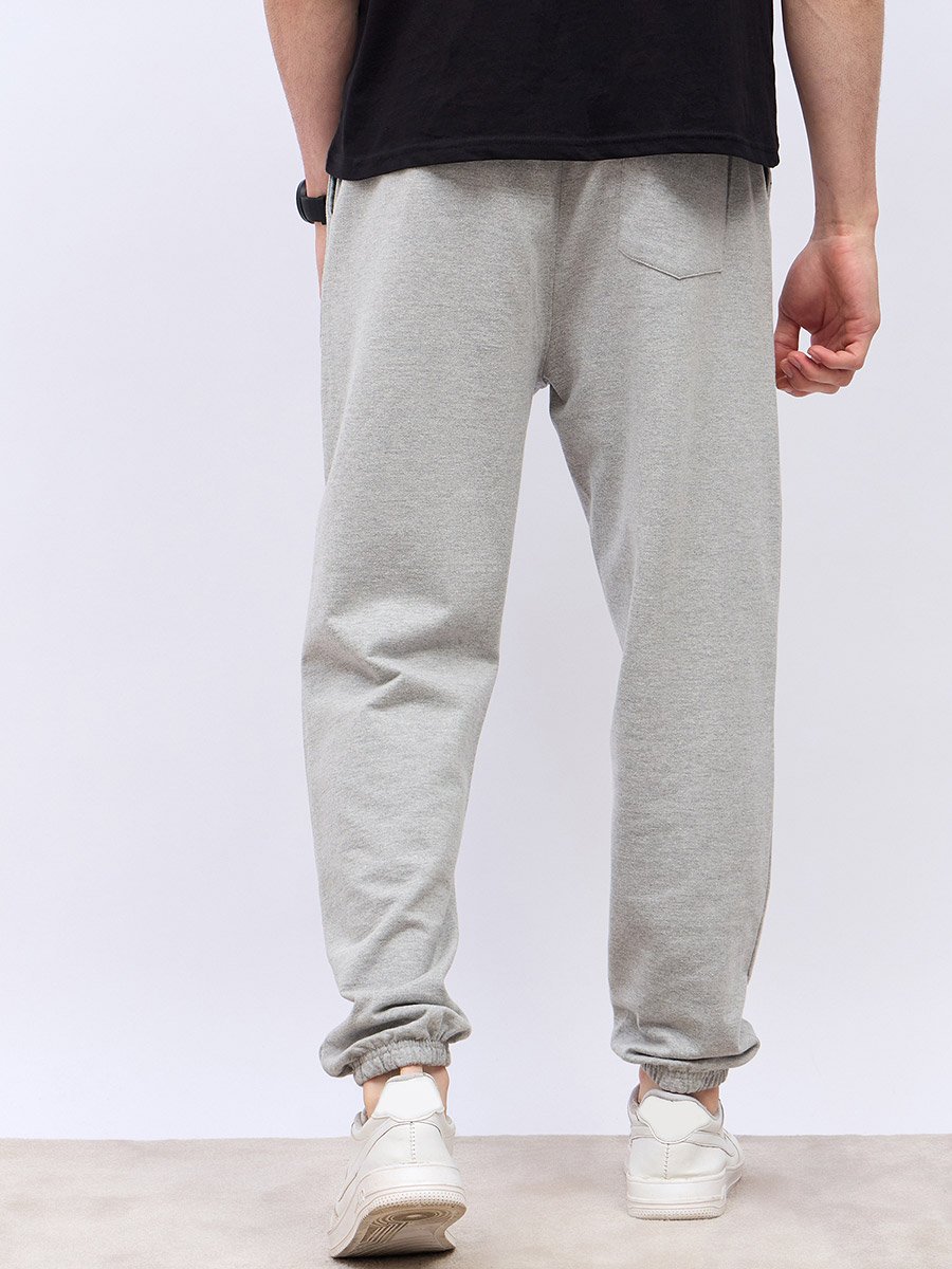 Men Grey Plain Thigh Placement print Oversize fit Joggers