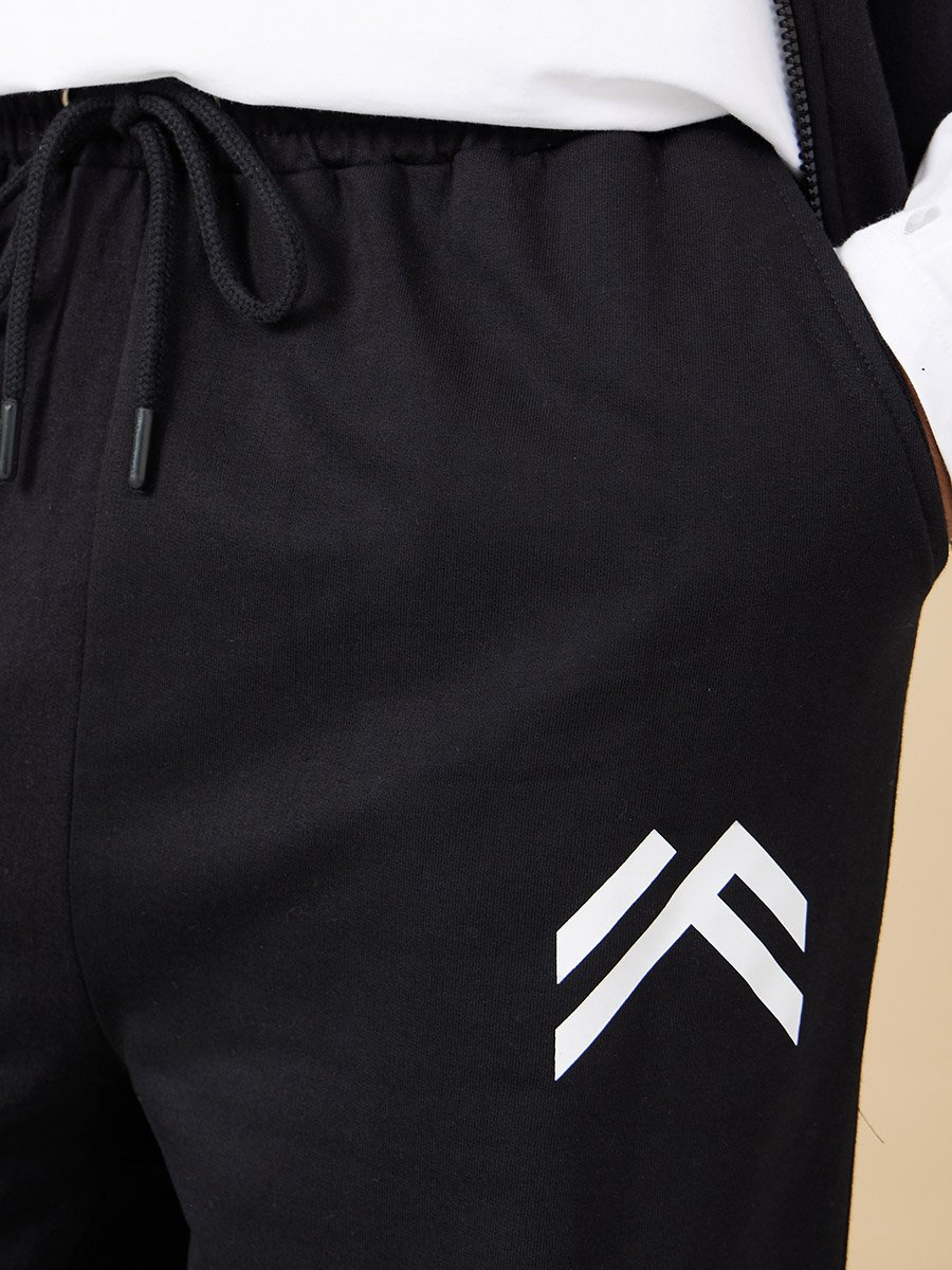 Minimal Print Oversized Joggers with Elasticated Hem