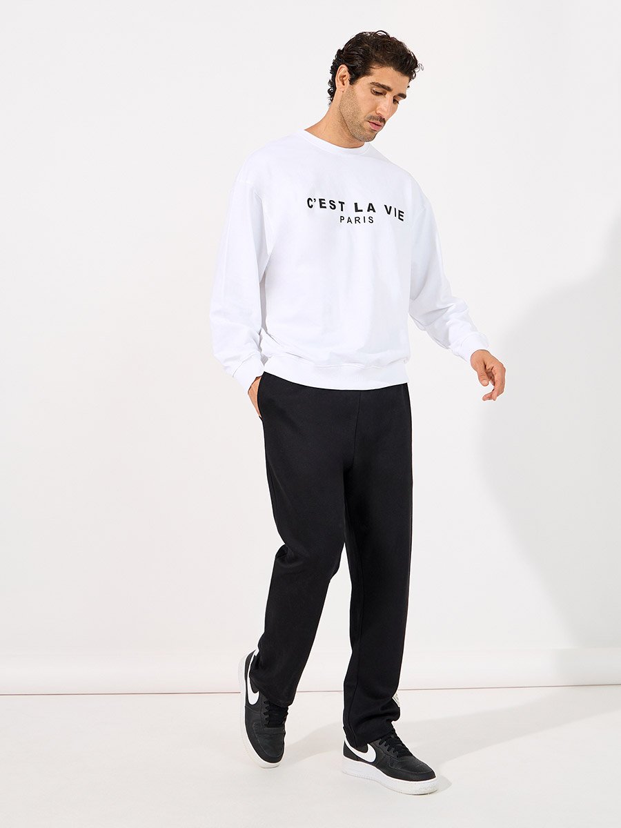 Text Print Detail Boxy Fit Sweatshirt
