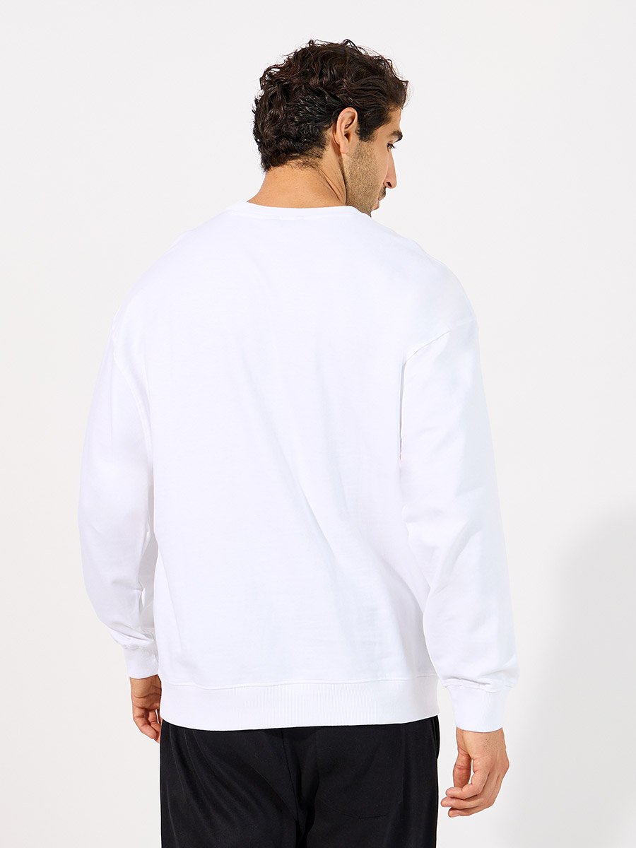 Text Print Detail Boxy Fit Sweatshirt