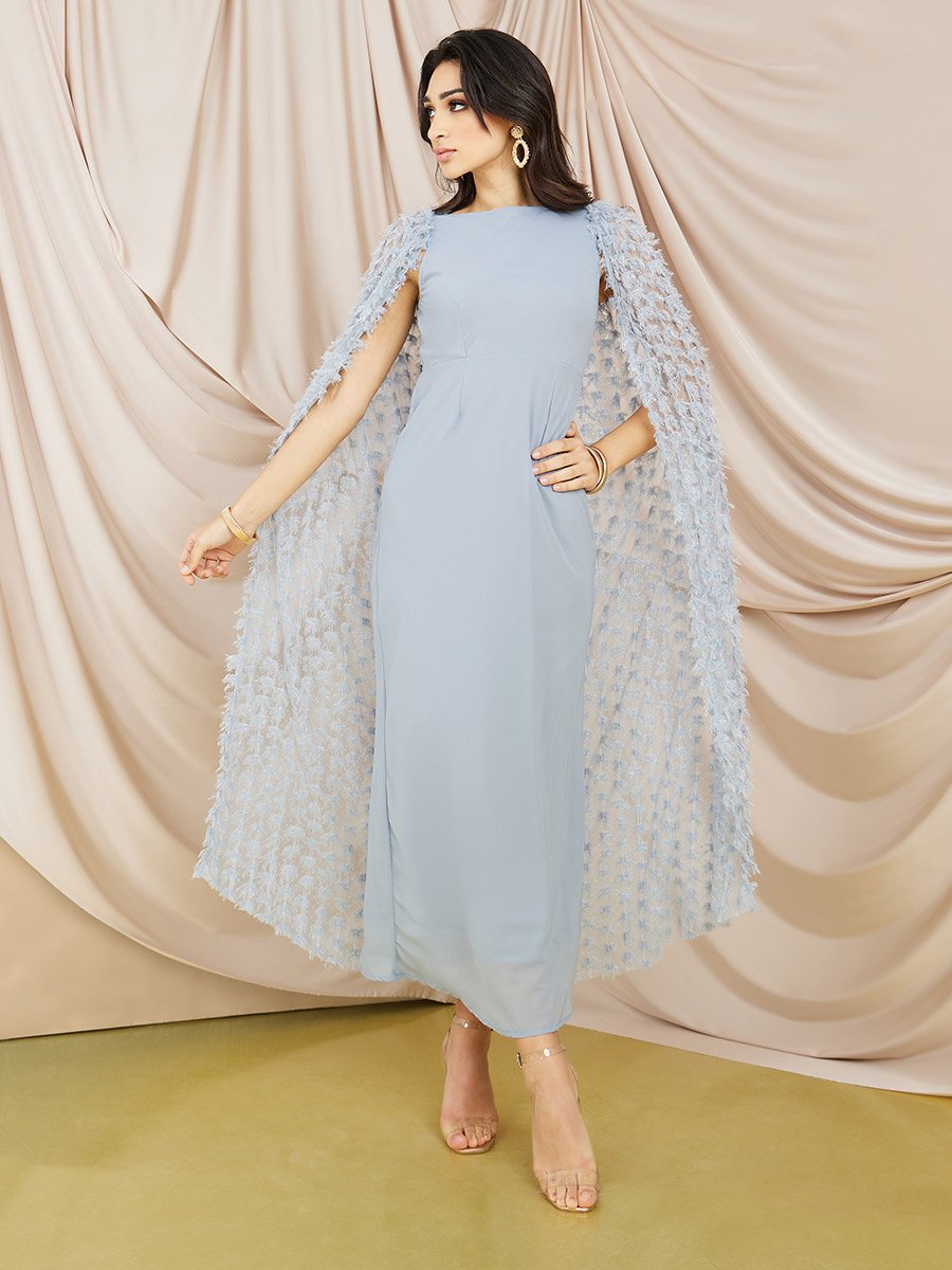 Long Cape Sleeves Bodycon Maxi Dress For Women at Saudi | Styli Long Cape Sleeves Bodycon Maxi Dress For Women at Saudi | Styli