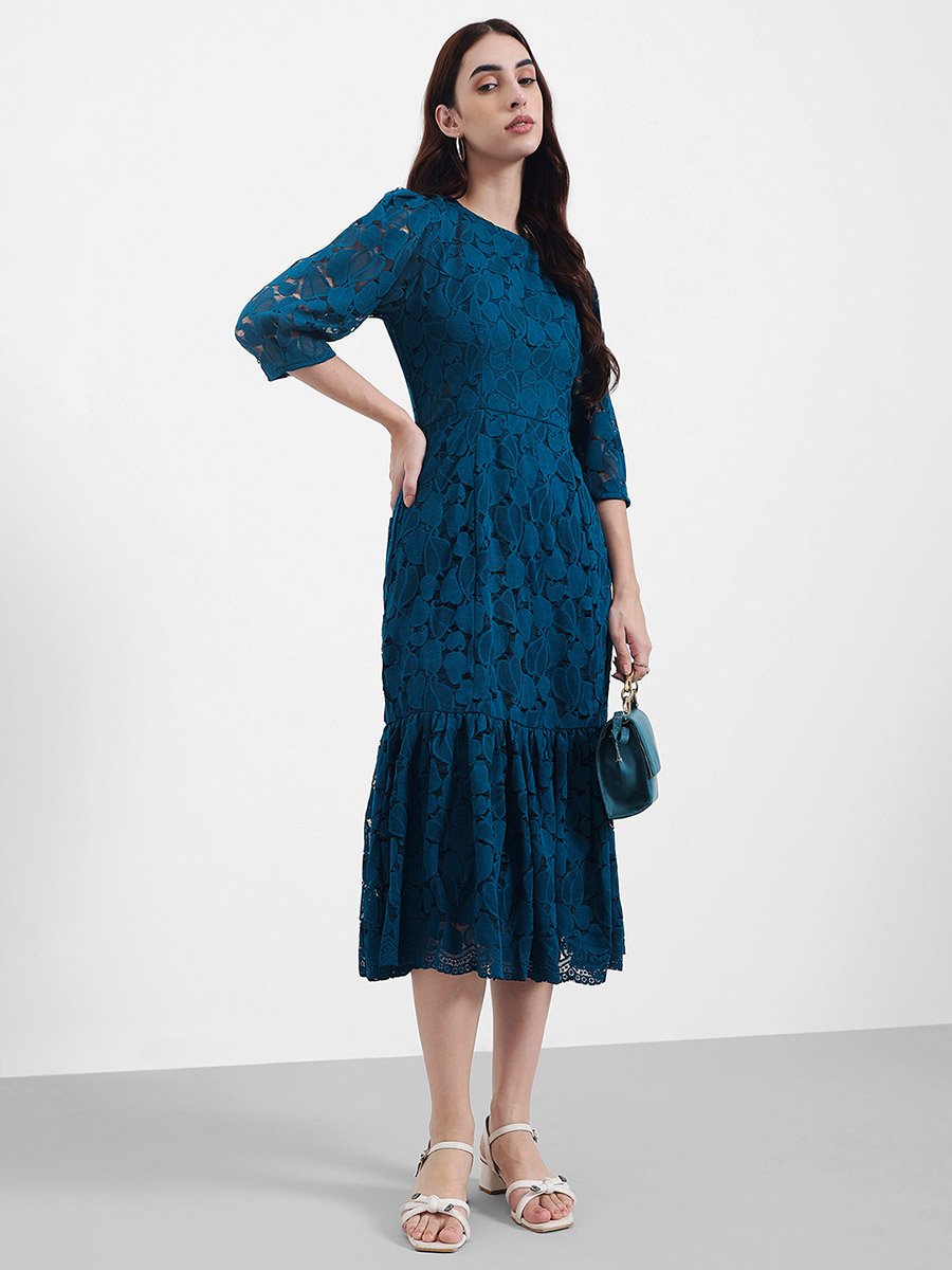 knee length dresses for ladies Sleeveless Bandage Ruffle Hem Midi Dress