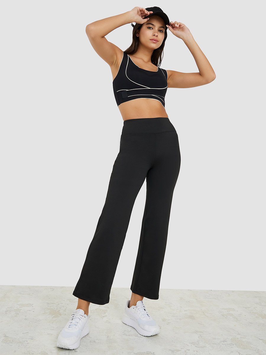 Broad Waistband Straight Leg Pants